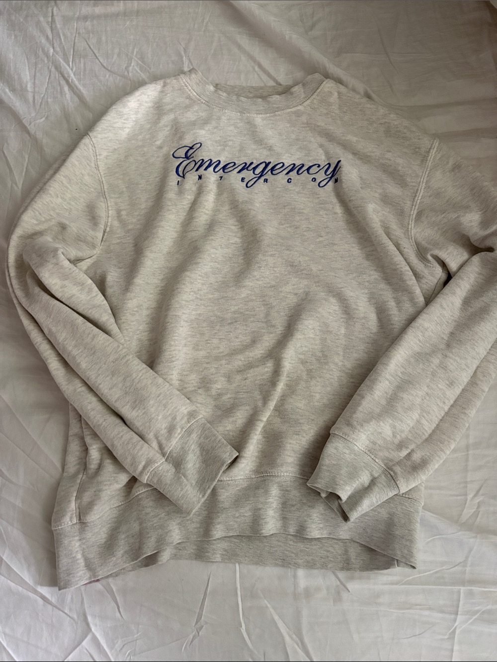 Men's Light Heather Gray Crewneck Sweater with Navy Script